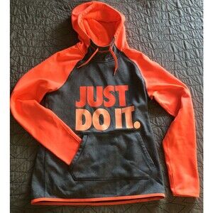 Nike ThermaFit Hoodie Just Do It Pink Salmon Orange Womens Size Small Preowned